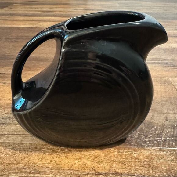 Vintage Fiestaware Black Ceramic Art Deco Small Disk Pitcher 5.5" H 7" L - Picture 1 of 6